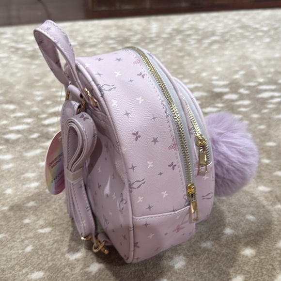 Lavender Kids Backpack with Pom Pom. NWT - Picture 5 of 5
